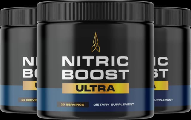 Nitric Boost Ultra container with energetic red powder splash