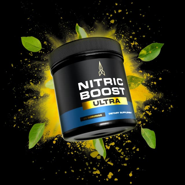 Nitric Boost Ultra supplement with yellow energy burst