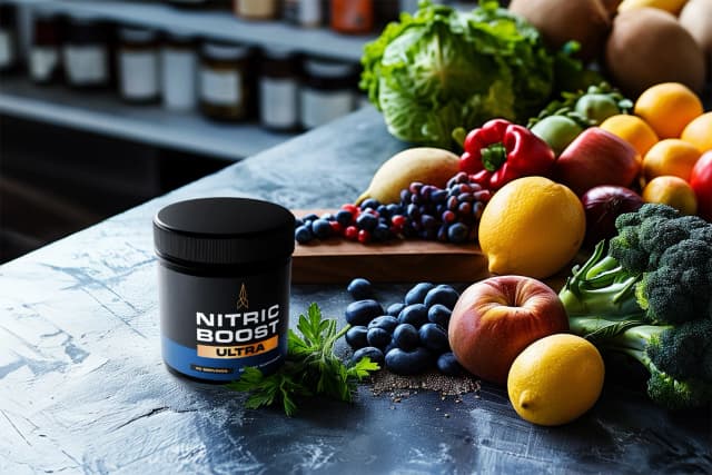 Nitric Boost Ultra container with dramatic lighting